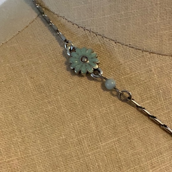 Brighton Vintage Flower Garden Necklace- Blue and Greens- Silvertone-18” - Picture 3 of 6